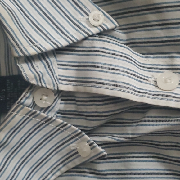 Men's Pinstripe button down collar and button up shirt sleeve L shirt - Picture 1 of 6